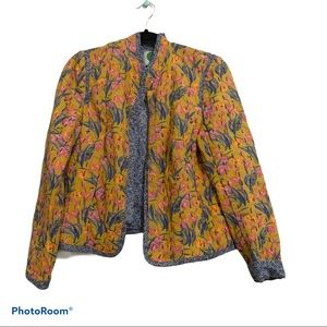 Anthropologie Yellow Floral Waverly Quilt Jacket